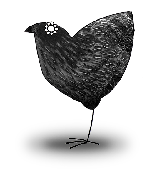 Stylised illustration of a blck hen
